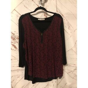 Maurices size 3x 3xl pink and black lace top Blouse